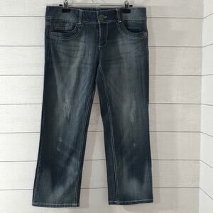 REWIND Juniors Size 15 Distressed Denim Jeans Mid-Rise Stretch Fit